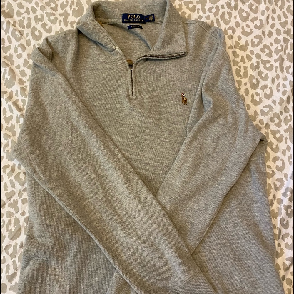 Gray, half zip, Polo sweater